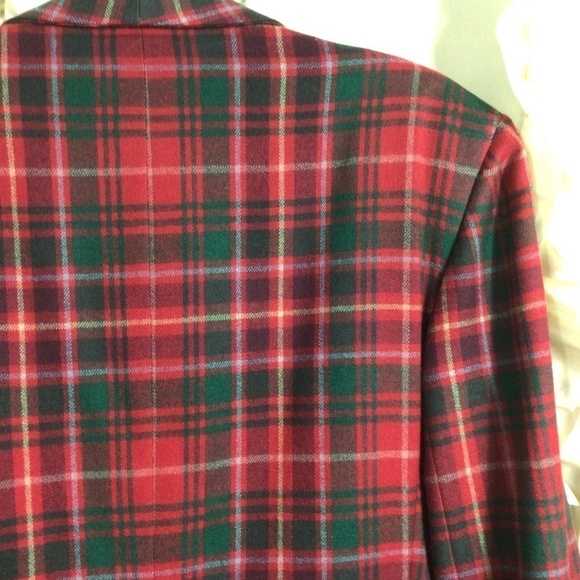 Vintage Double Breasted Red Plaid Wool Blazer - Picture 4 of 8